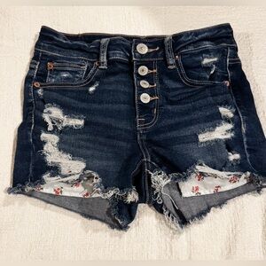 American Eagle Dark Blue Distressed Jean Shorts
